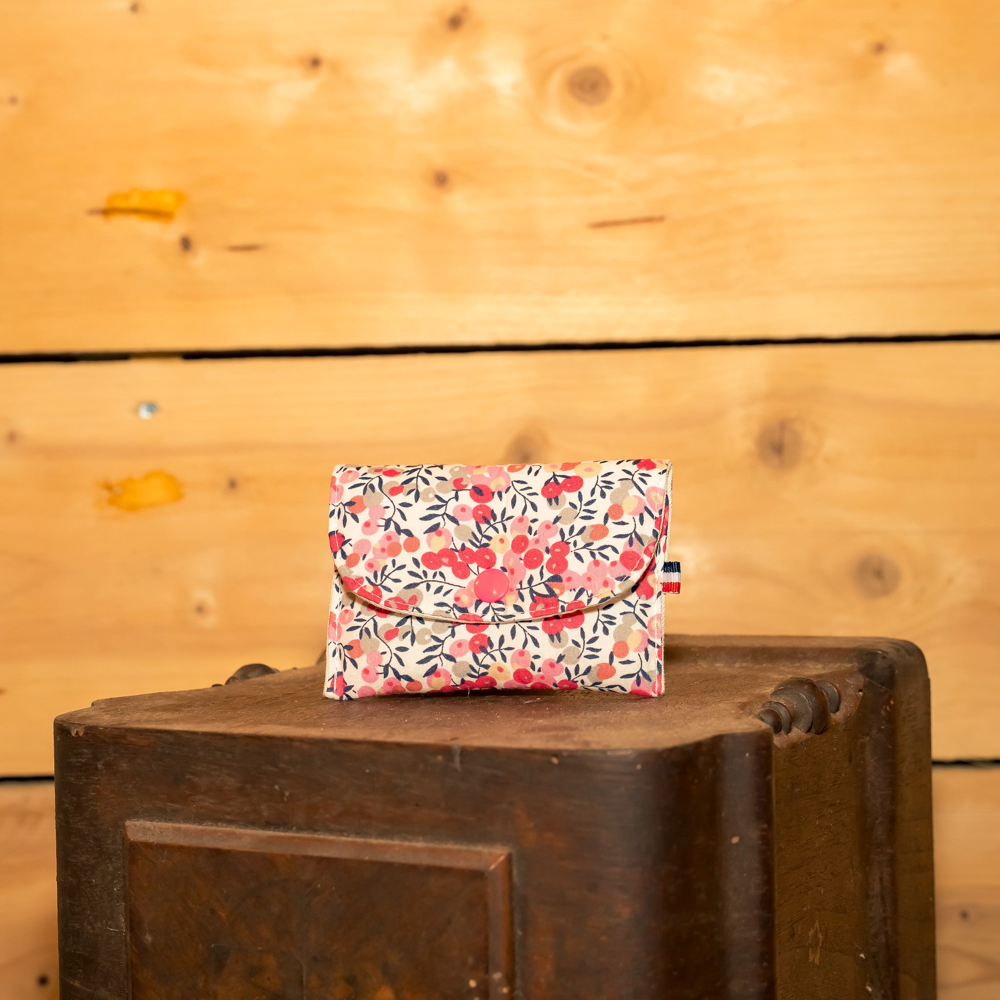 Porte Monnaie Tissu Floral Fuschia