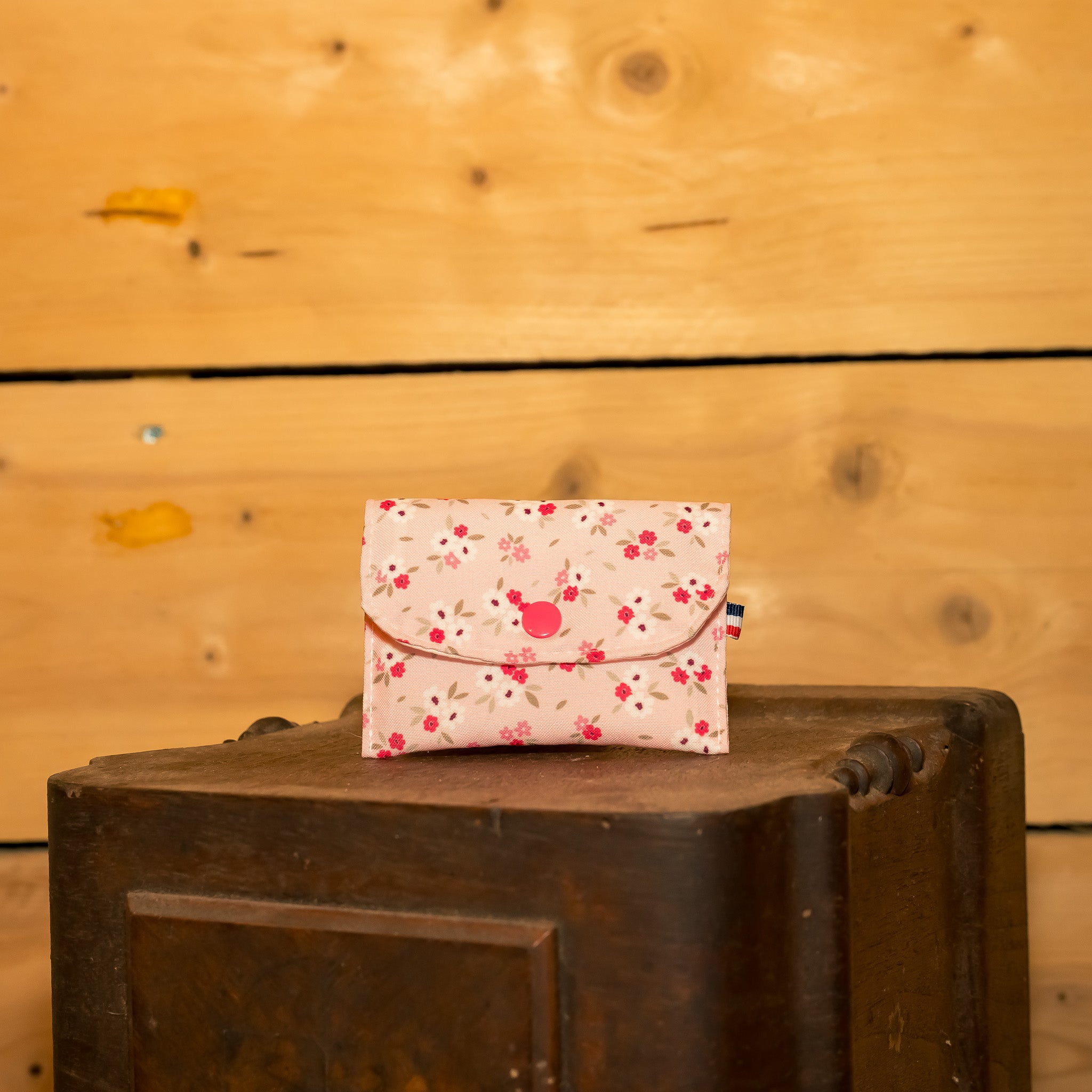 Porte Monnaie Tissu Floral Rose Pâle