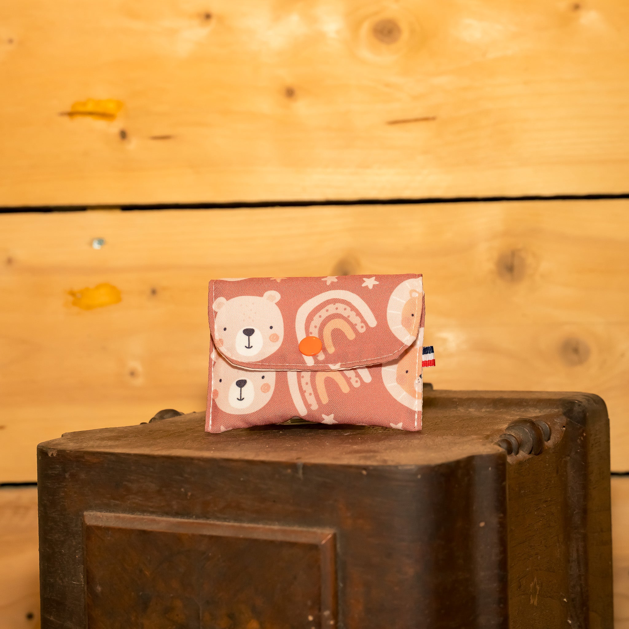 Porte Monnaie Tissu Oursons Marrons