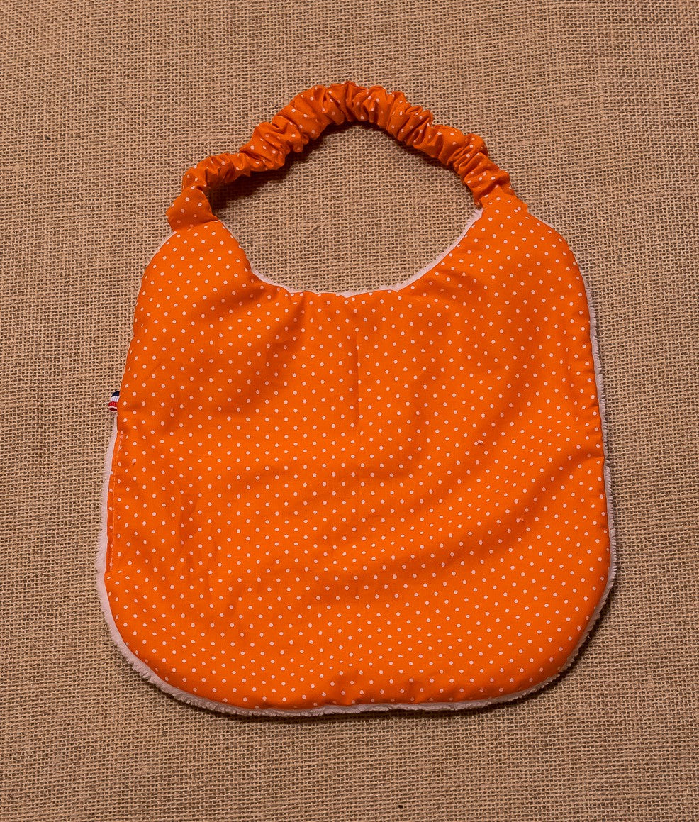 Bavoir Elastique Vintage Orange Pois Blancs