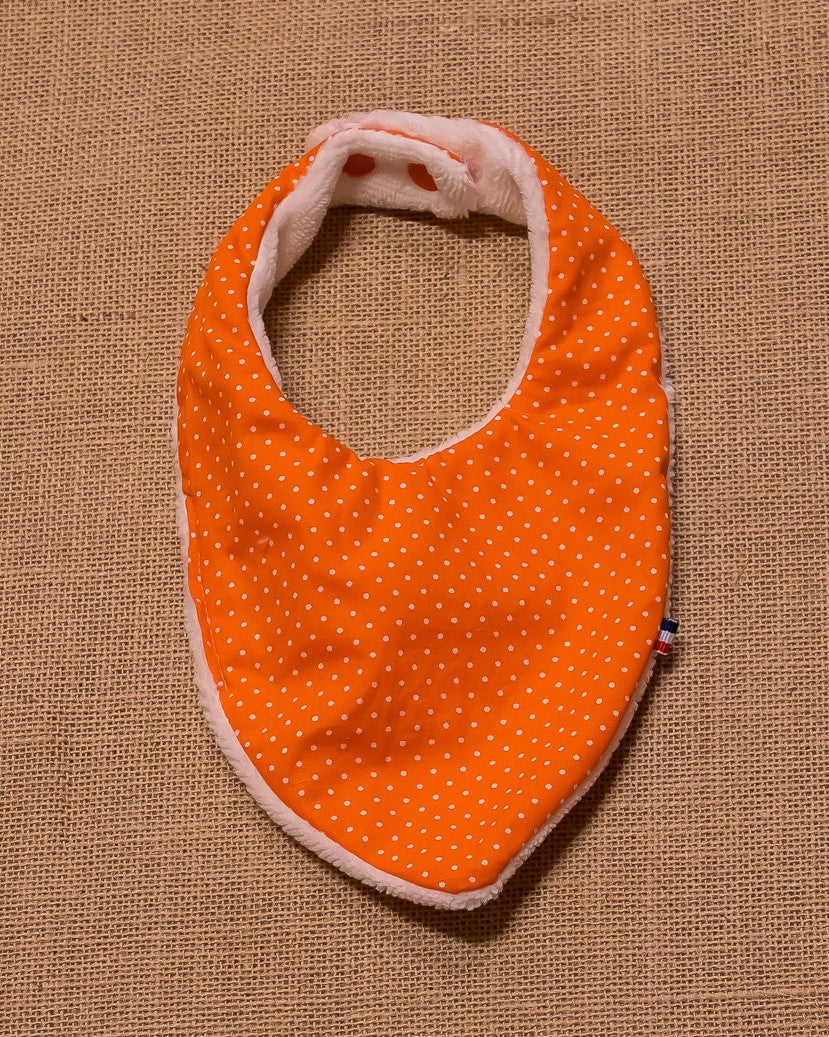 Bavoir Bandana Vintage Orange Pois Blancs