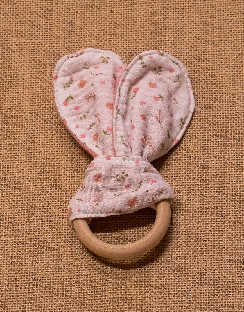 Anneau de dentition Gaze de Coton Rose Poudré