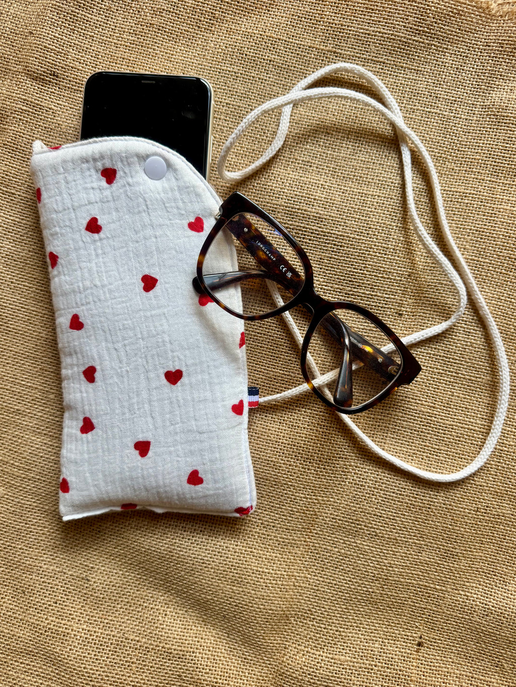 Étui téléphone Gaze de Coton Cœurs Rouges