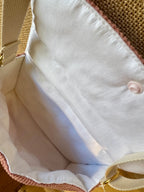 Sac bandoulière en Velours Rose motifs Fleurs