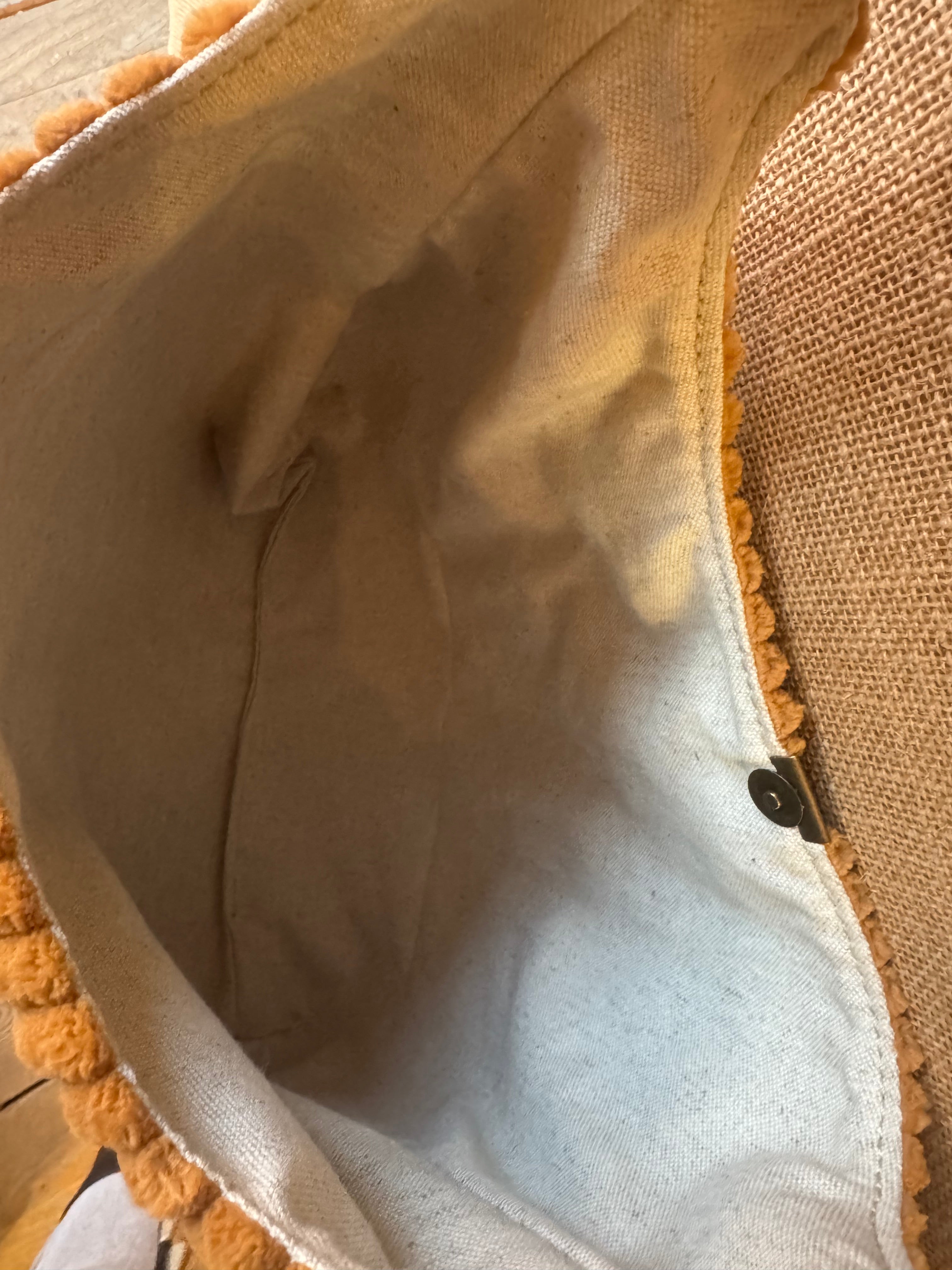 Sac épaule en Velours Grosses Cotes Ocre Taille Moyenne