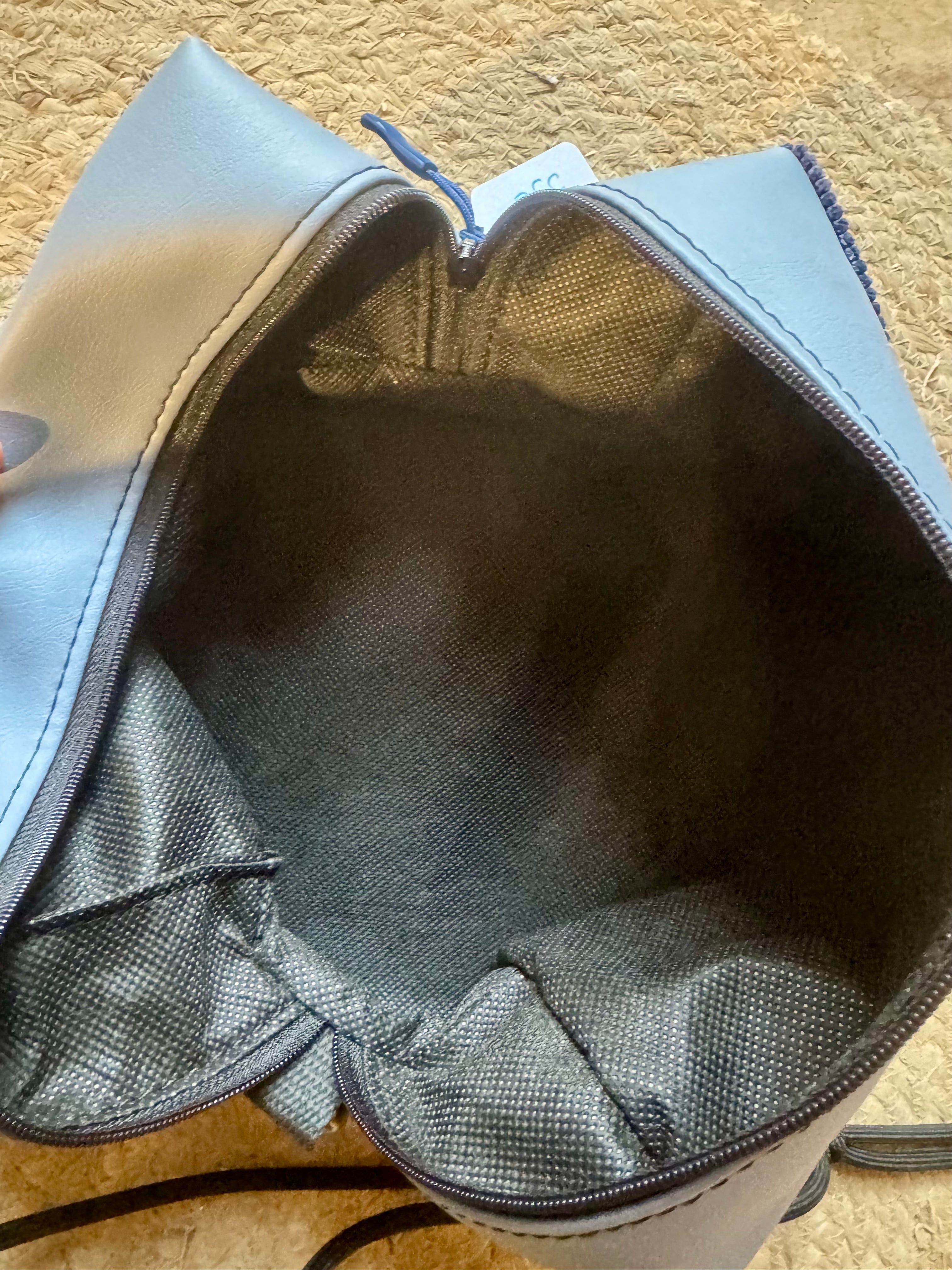 Trousse de toilette - simili bleu / velours bleu marine