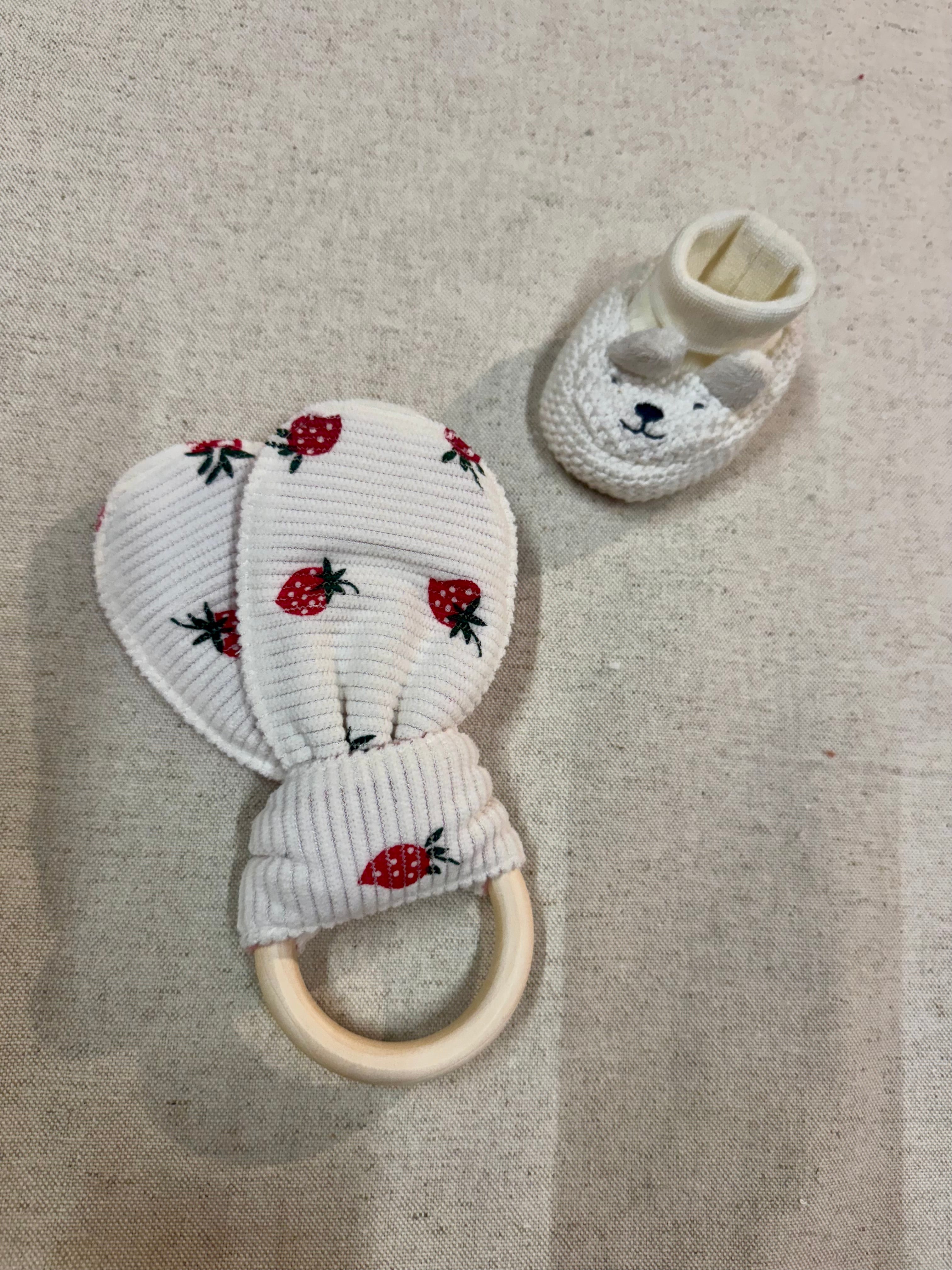 Anneau de dentition Velours Fraise