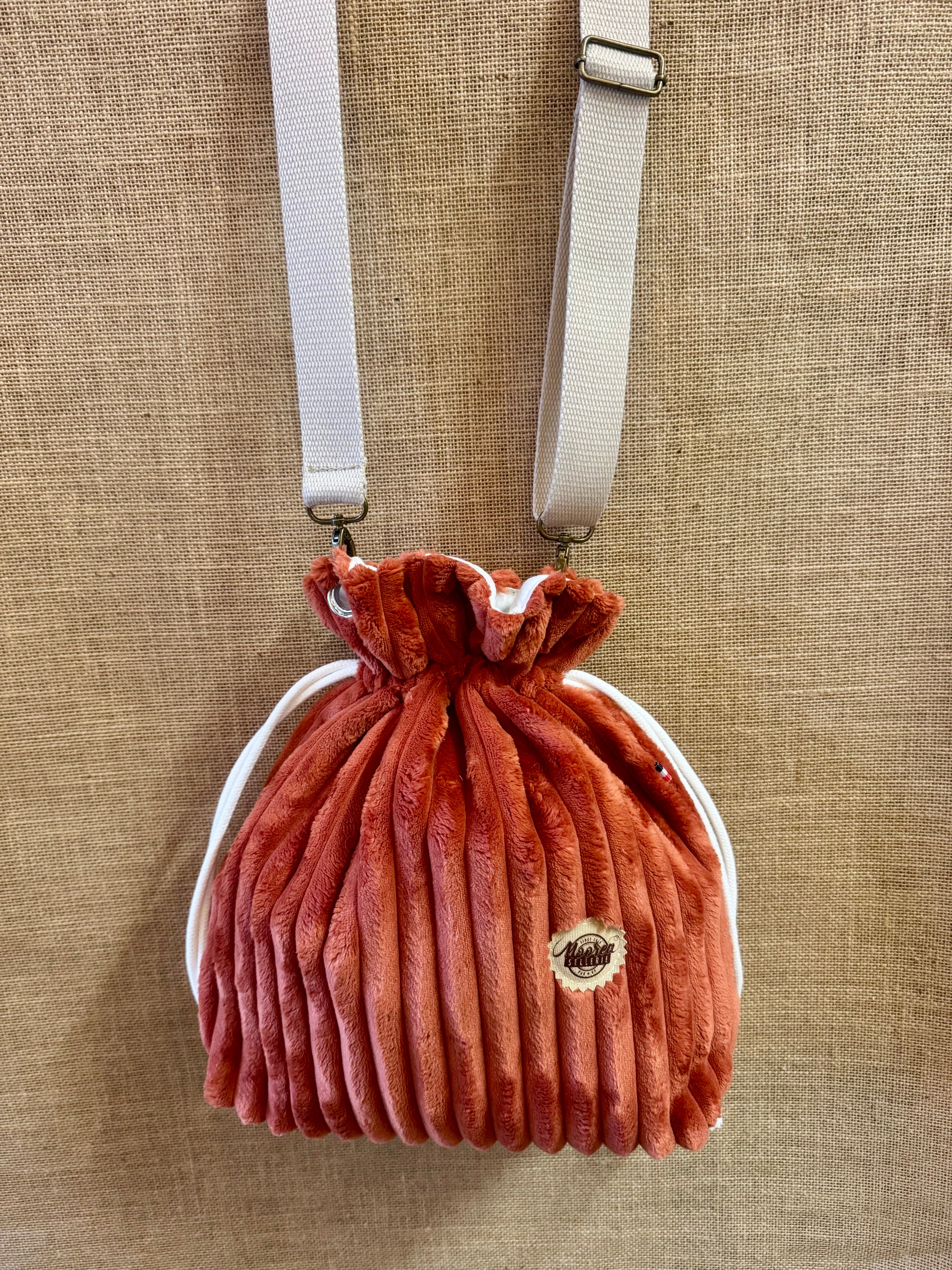 Sac Bandoulière Bourse Velours Grosses Cotes Terracotta