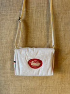 Sac bandoulière en velours blanc motifs fleurs