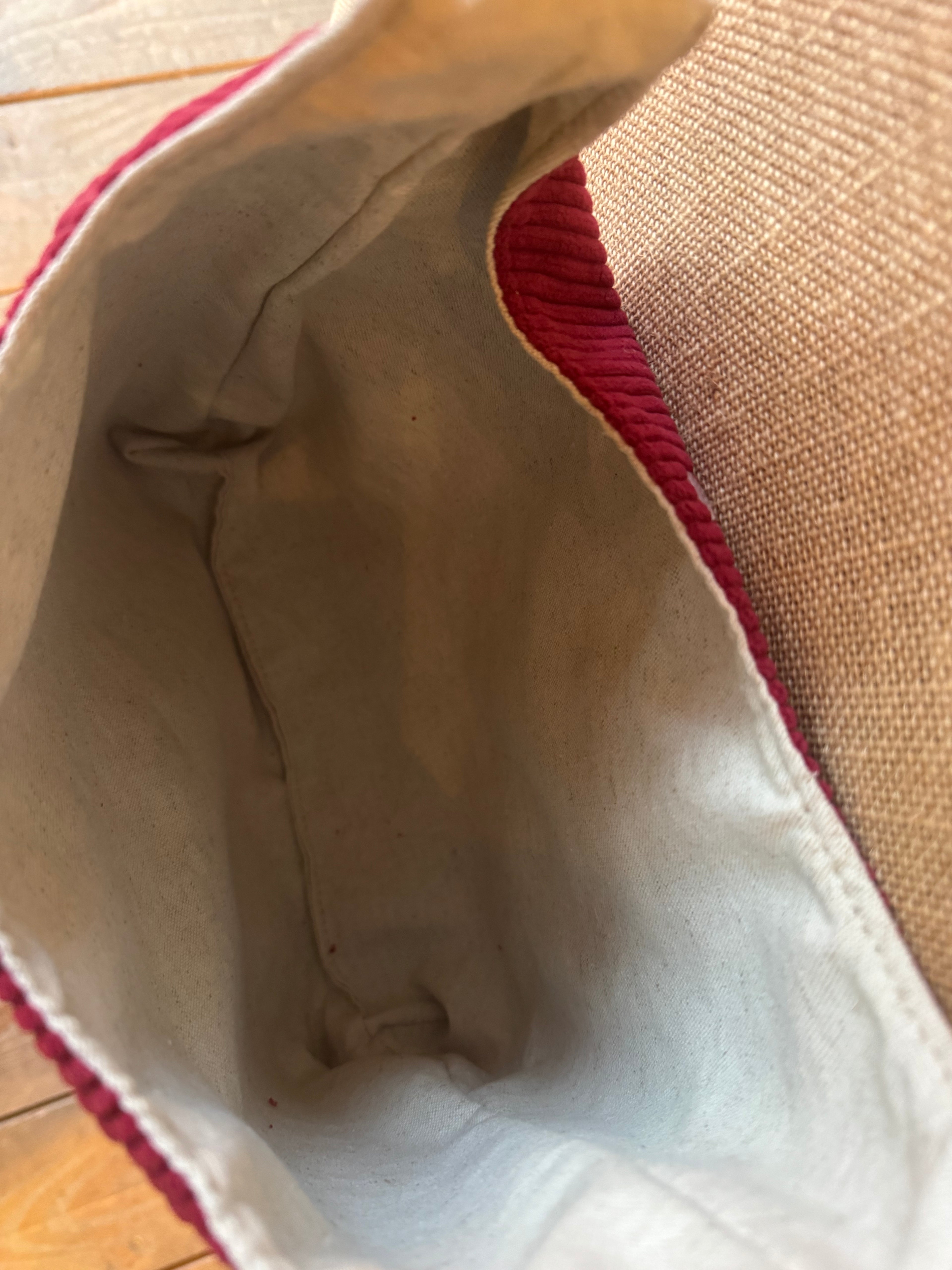 Sac épaule en Velours Bordeaux Taille Moyenne