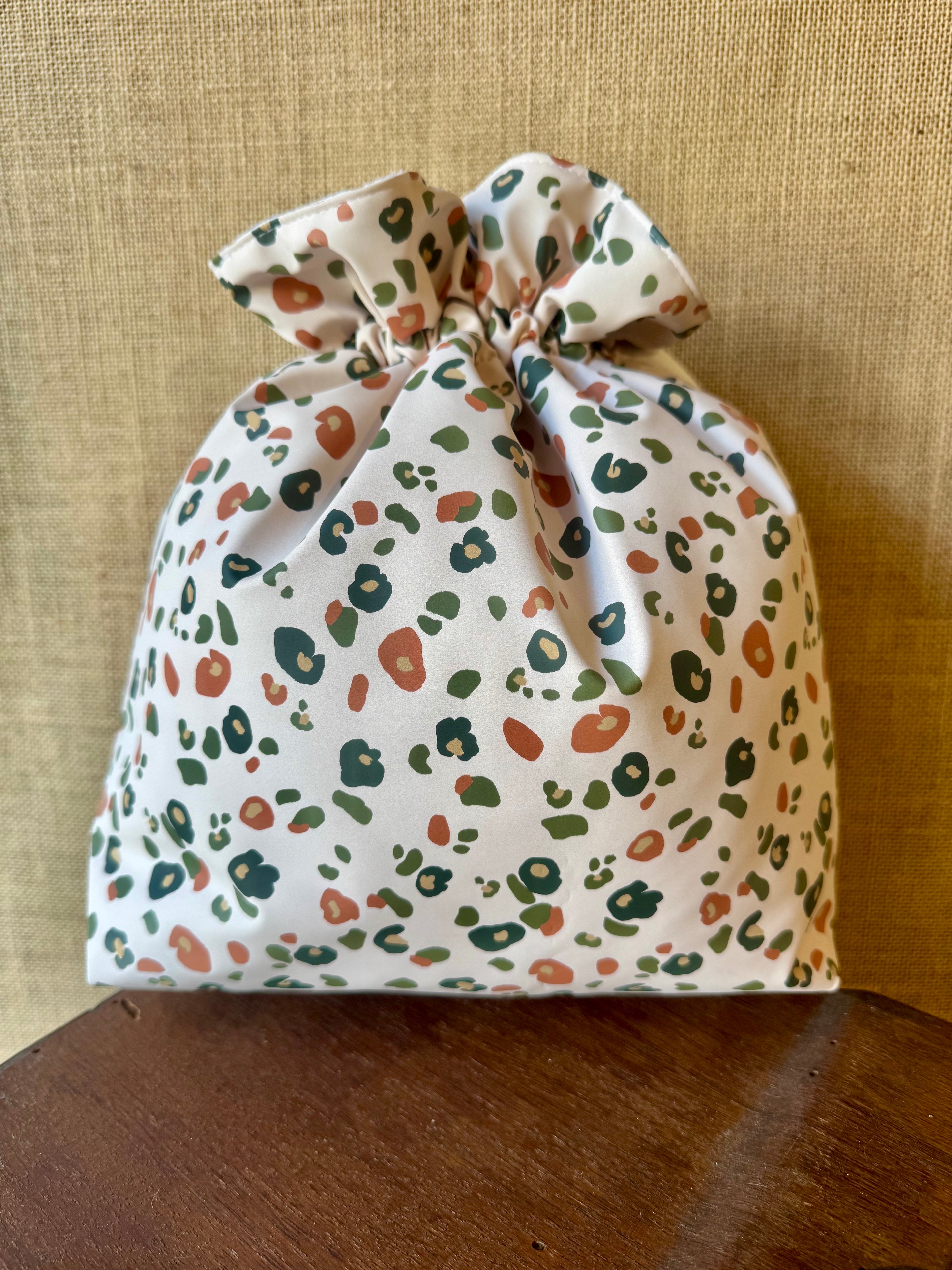 Trousse Bourse Toile Imperméable Léopard Rose