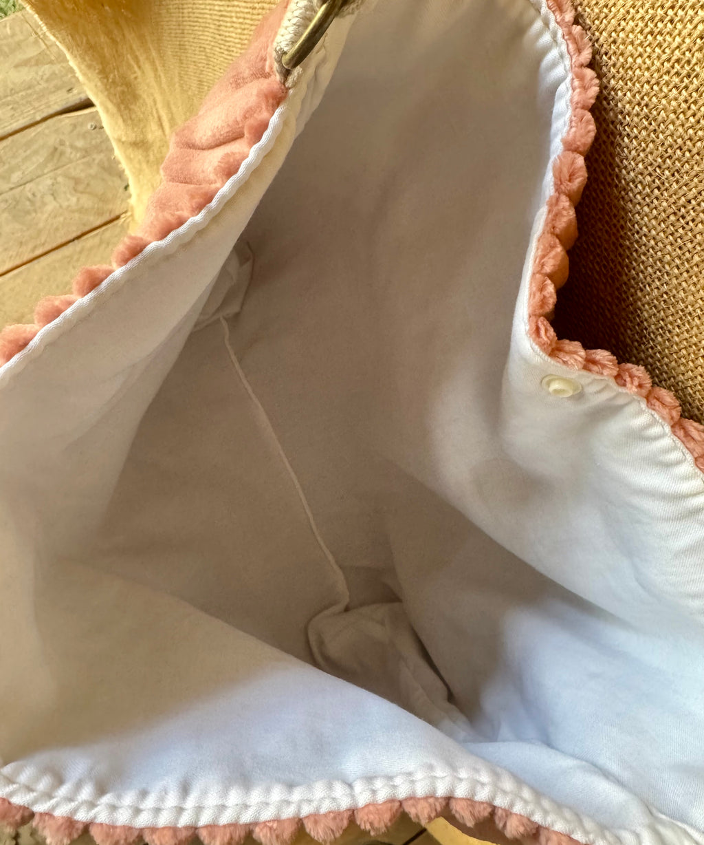 Grand Sac bandoulière en Velours Rose Poudré