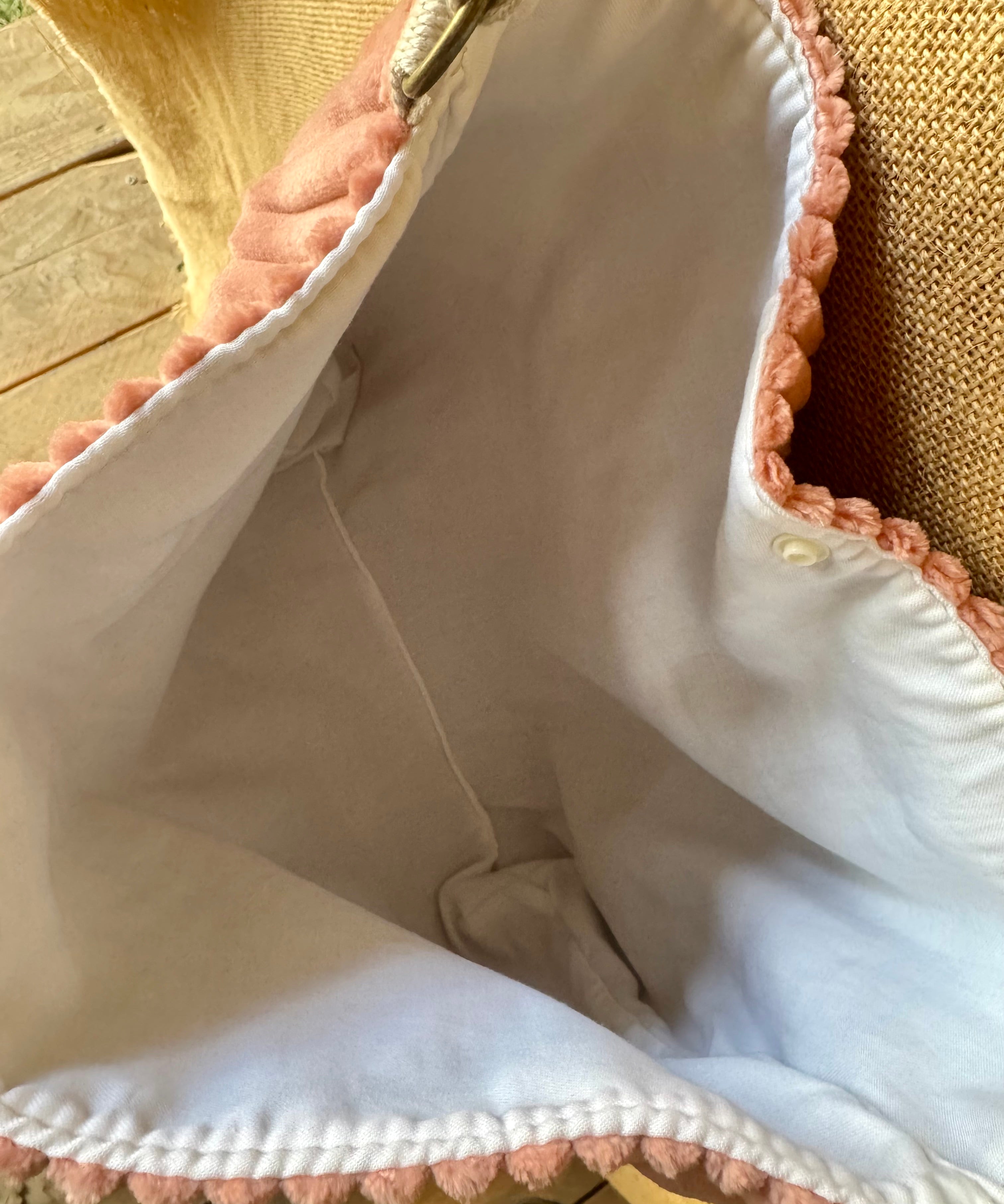 Grand Sac bandoulière en Velours Rose Poudré