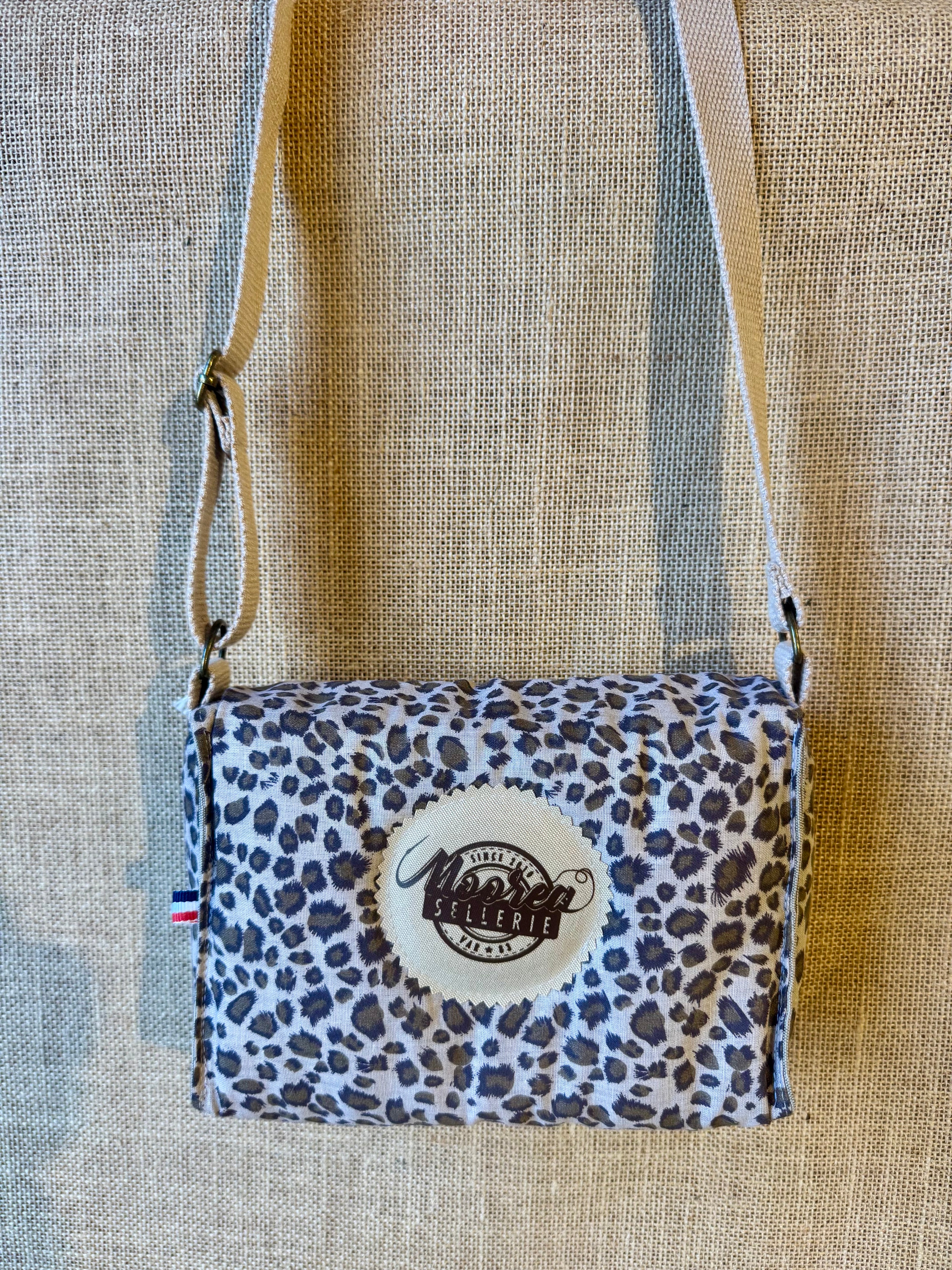 Sac bandoulière en Tissu Léopard et beige