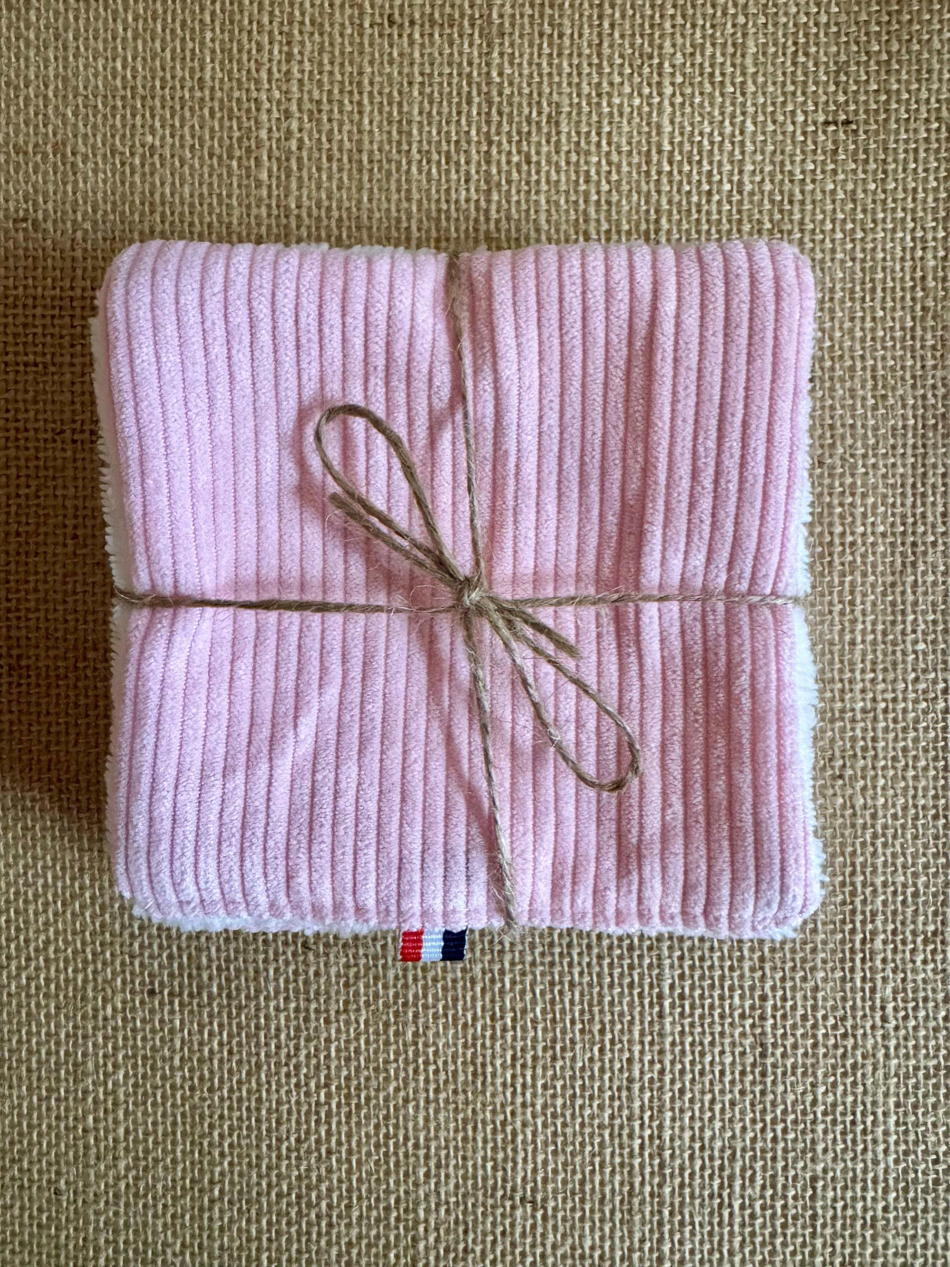 Cotons réutilisables en éponge bambou x4 Velours Rose Bonbon