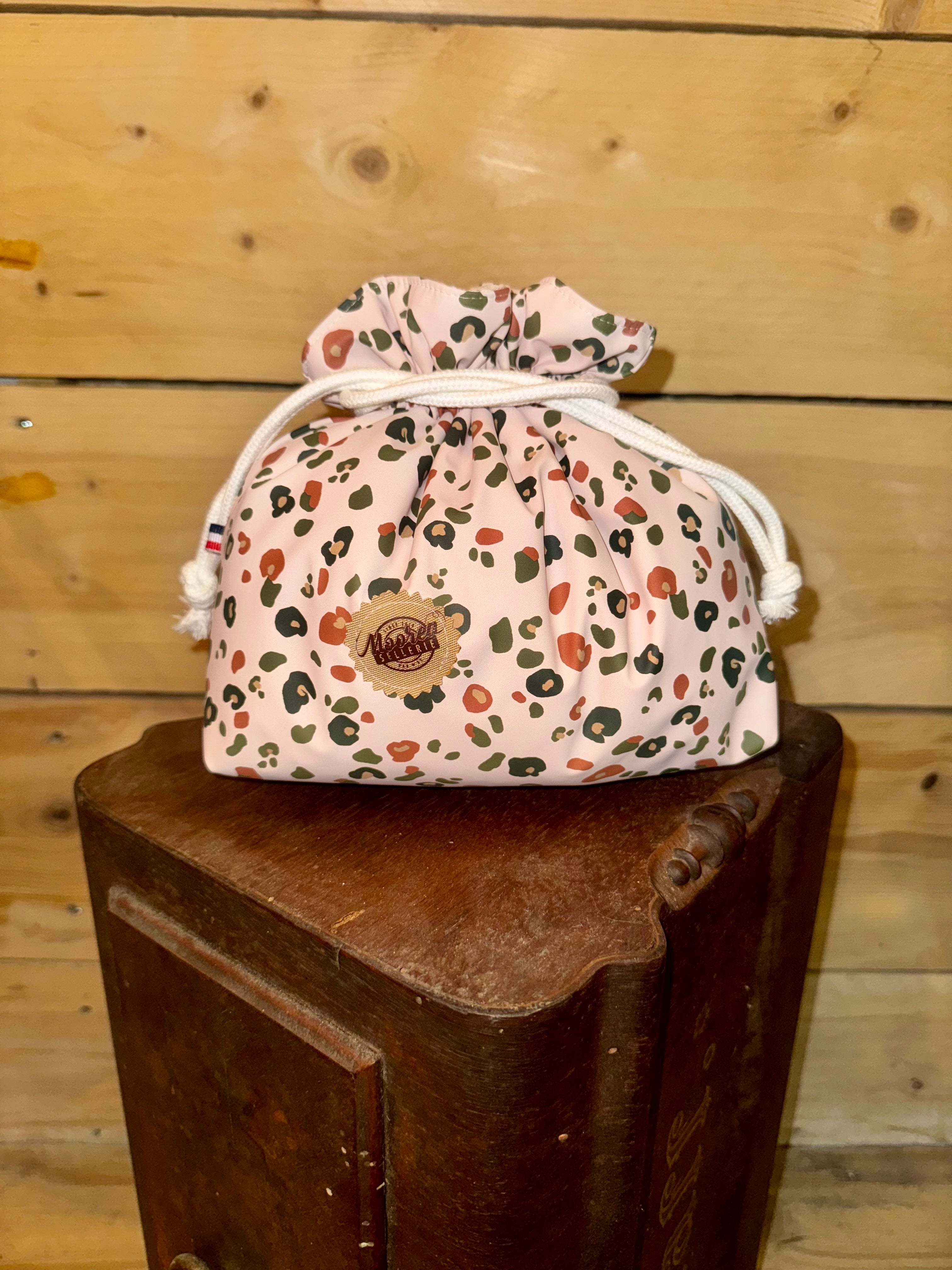 Petite Trousse Bourse Toile impérmeable Léopard Rose