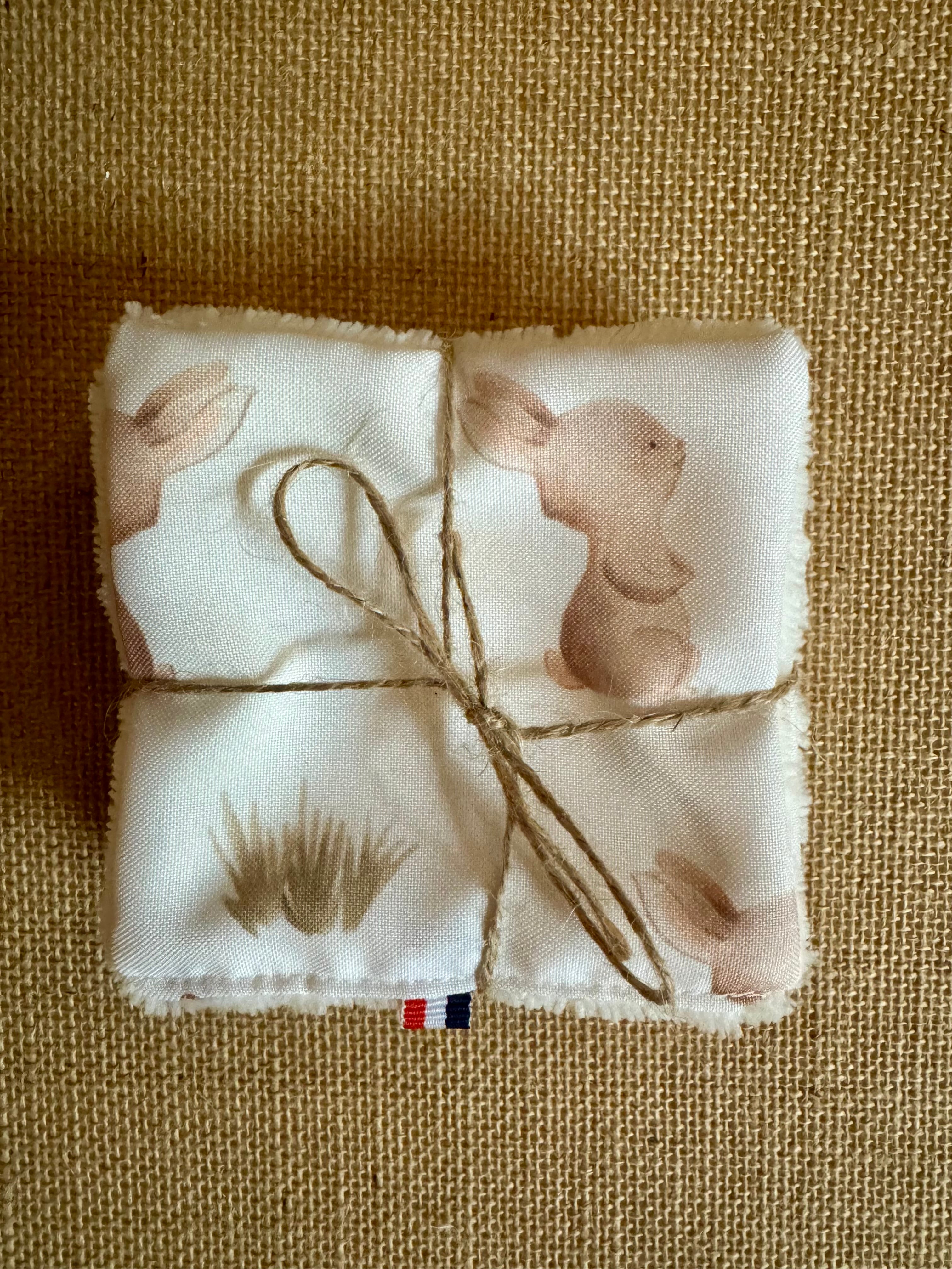 Cotons réutilisables en éponge bambou x4 Lapin