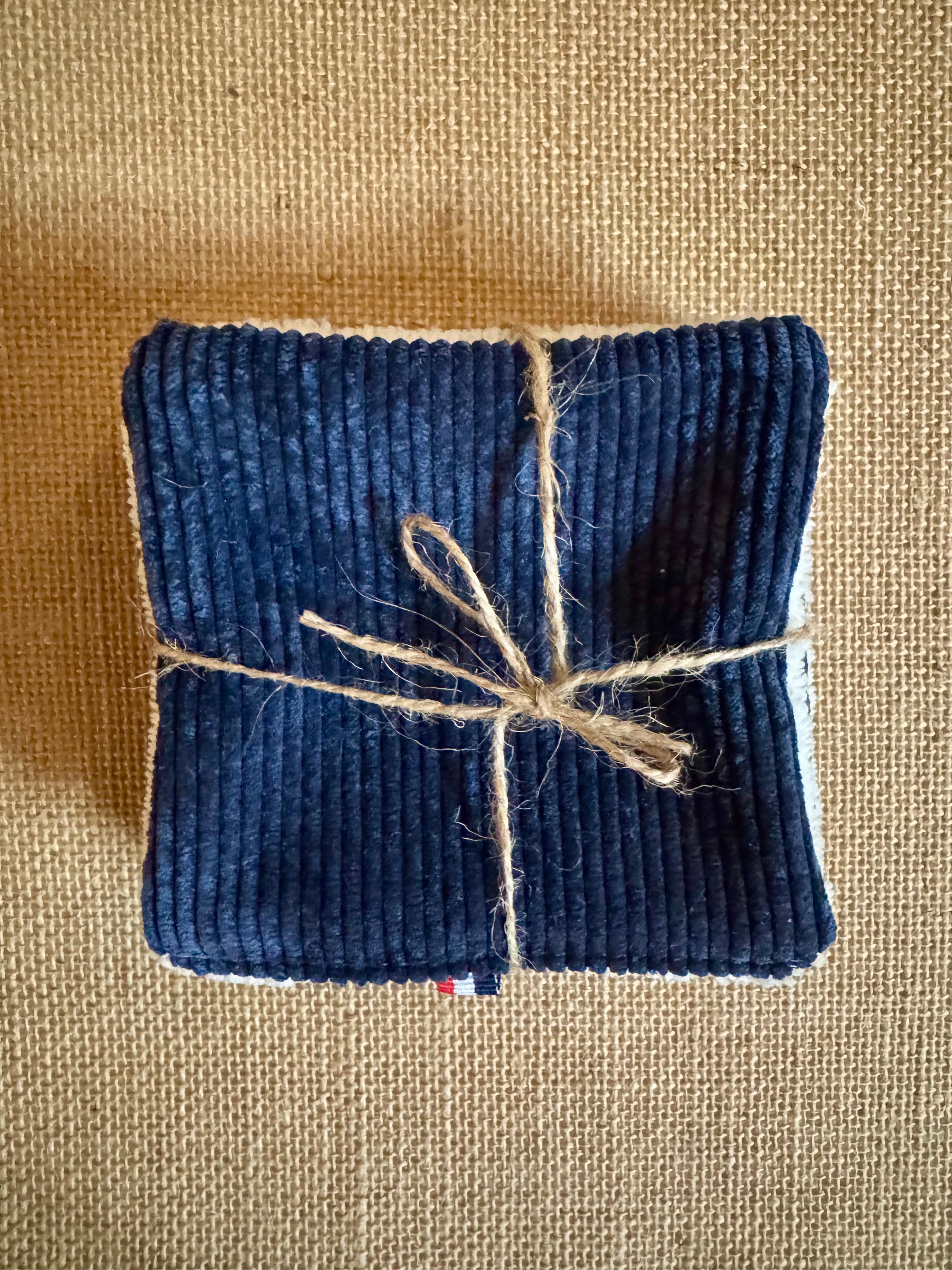 Cotons réutilisables en éponge bambou x4 Velours Bleu Marine