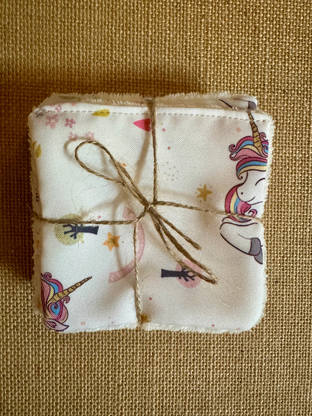 Cotons réutilisables en éponge bambou x4 Licorne