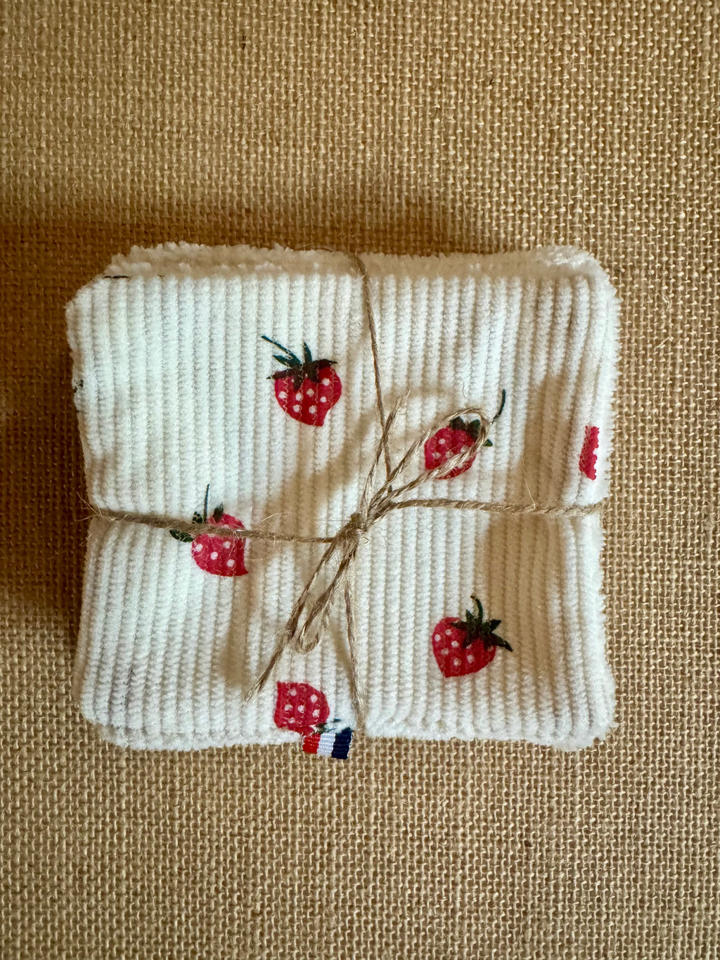 Cotons réutilisables en éponge bambou x4 Velours Fraises