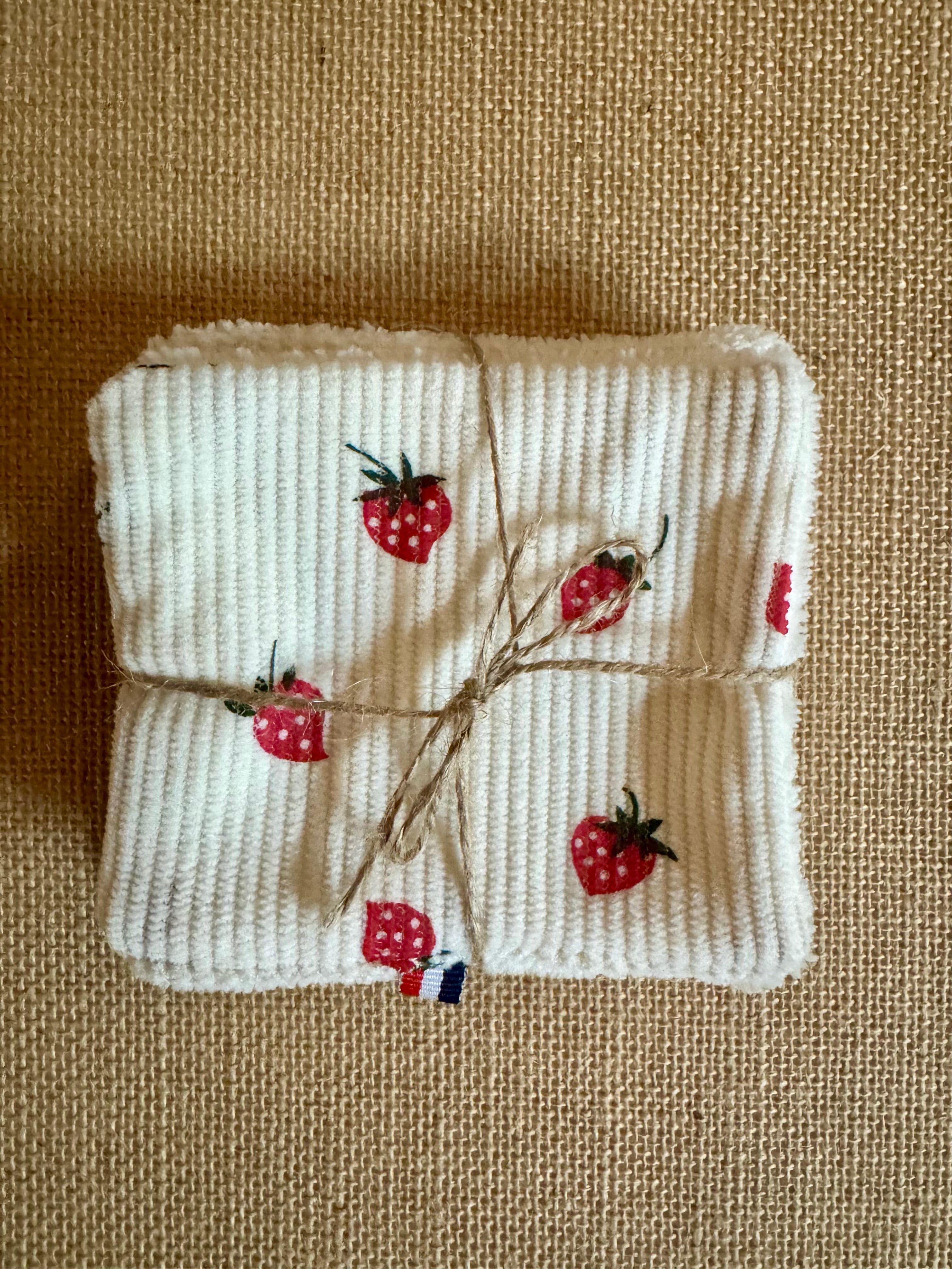 Cotons réutilisables en éponge bambou x4 Velours Fraises