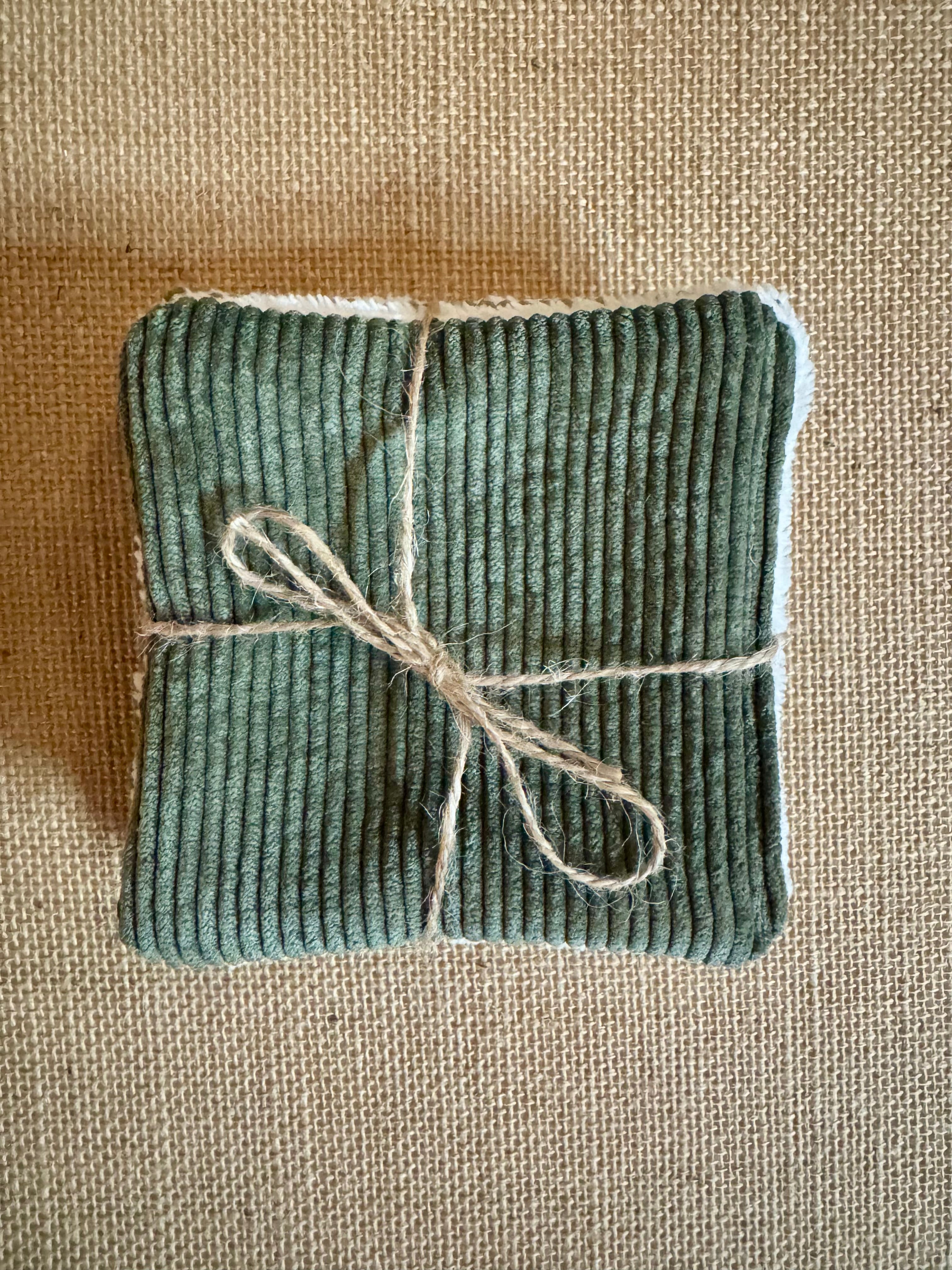 Cotons réutilisables en éponge bambou x4 Velours Kaki