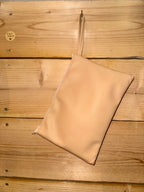 Pochette Plate Simili Beige / Tissu vintage Orange à Fleurs