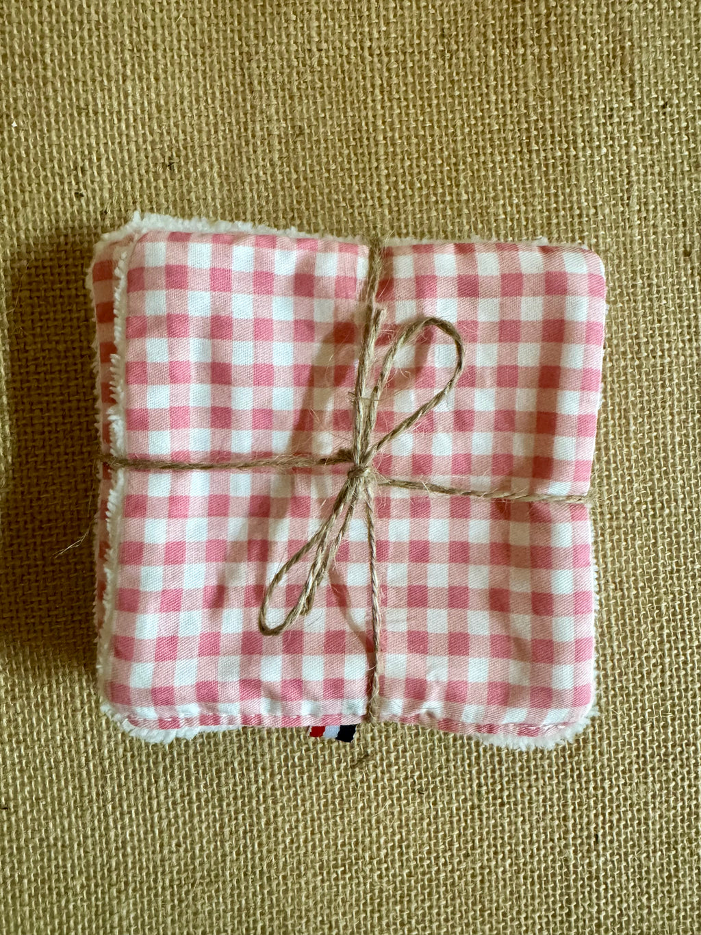 Cotons réutilisables en éponge bambou x4 Vichy Rose